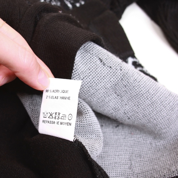 *Vintage* French Black Cardigan White Marble Print - Picture 5 of 5